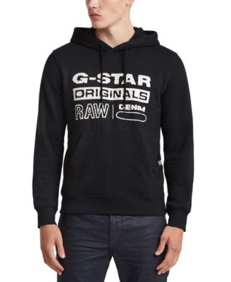 G-Star Raw - Men's Distressed Originals Regular-Fit Logo Print Fleece Hoodie