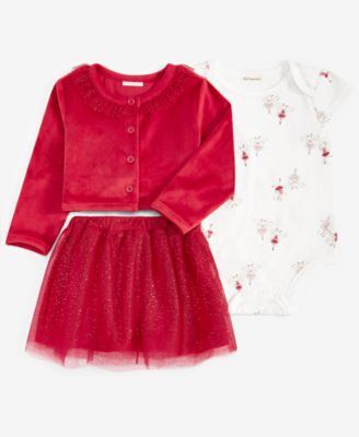 First Impressions - Baby Girls Cardigan, Fairy-Print Bodysuit & Skirt, 3 Piece Set