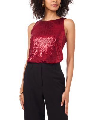 Vince Camuto - Women's Sequined Metallic Sleeveless Top