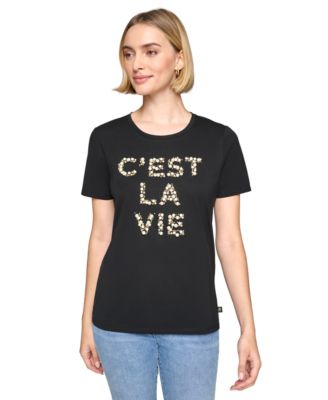 KARL LAGERFELD PARIS - Women's Embellished Short-Sleeve Top
