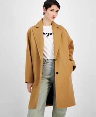 HUGO - Women's Peak-Lapel Long-Sleeve Trench Jacket