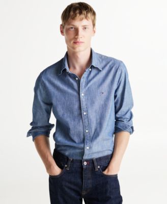 Tommy Hilfiger - Men's Regular-Fit Chambray Button-Up Shirt