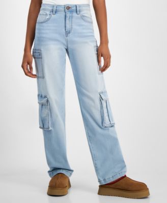Dollhouse - Juniors' High-Rise Wide-Leg Cargo Jeans