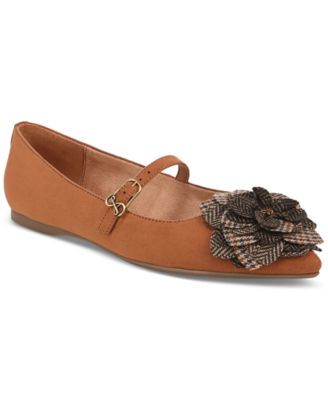 Sam and Libby - Women's Maya Flower-Trim Mary Jane Flats