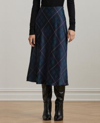 Lauren Ralph Lauren - Women's Plaid Satin Charmeuse Midi Skirt