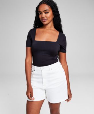 And Now This - Women's Square-Neck Short-Sleeve Bodysuit