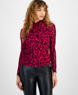Bar III - Women's Printed Twist-Neck Blouse
