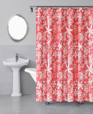 Mistletoe Farms - Red Snowflake Shower Curtain & Hooks Set