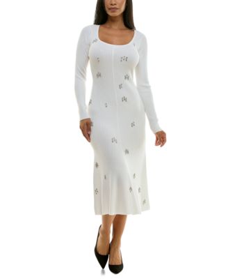 Rosie Harlow - uniors' Ribbed Rhinestone-Embellished Sweater Dress