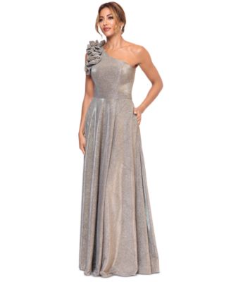 XSCAPE - Women's Embellished-One-Shoulder Glitter Ball Gown