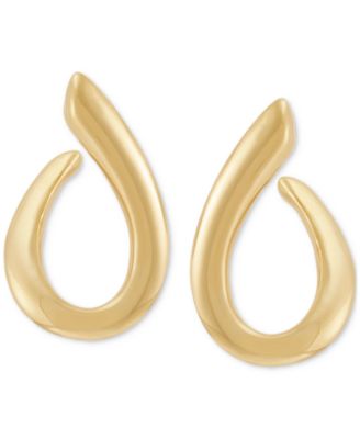 Italian Silver - Polished Swoop Drop Earrings in 18k Gold-Plated Sterling Silver