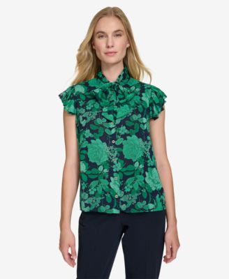 Tommy Hilfiger - Women's Garden Floral Flutter-Sleeve Top