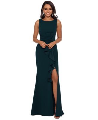 Betsy & Adam - Women's Cascading-Ruffle Boat-Neck Gown
