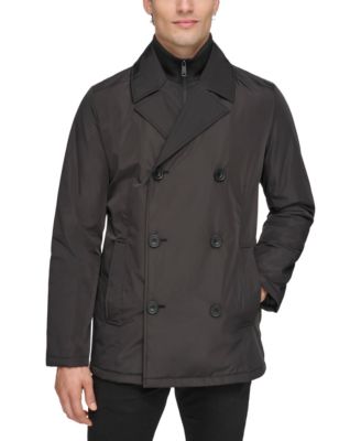 Kenneth Cole - Men's Double Breasted Peacoat with Removable Bib