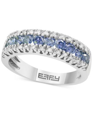 EFFY Collection - Blue Diamond (5/8 ct. t.w.) & White Diamond (1/10 ct. t.w.) Band in 14k White Gold