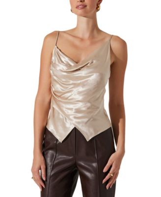 ASTR the Label - Women's Alithea Metallic Asymmetrical Sleeveless Top
