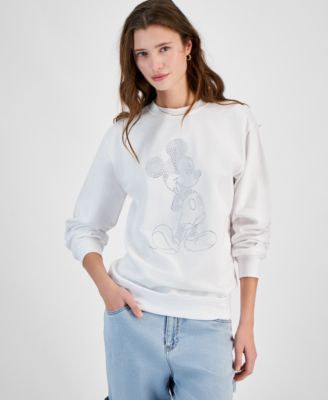 Freeze 24-7 - Juniors' Rhinestone Mickey Mouse Crewneck Sweatshirt