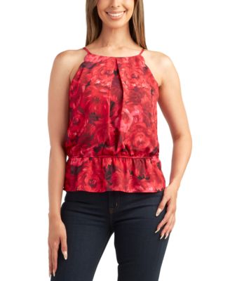 BCX - Juniors' Floral-Print Peplum Halter Top