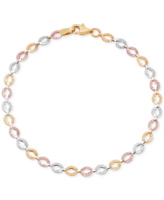 Macy's - Textured Oval Open Link Bracelet in 14k Tricolor Gold