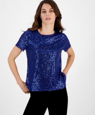 Anne Klein - Women's Sequined T-Shirt