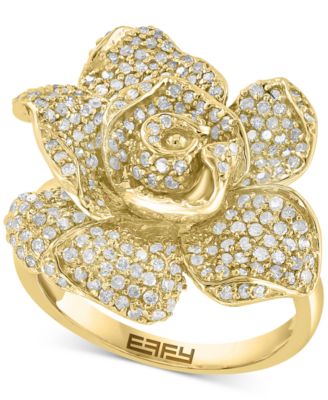 EFFY Collection - Diamond Pav&eacute; Petal Rose Statement Ring (1-1/8 ct. t.w.) in 14k Gold