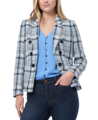 Jones New York - Petite Plaid Open-Front Blazer