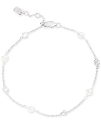 Ralph Lauren - Sterling Silver Cubic Zirconia & Freshwater Pearl Station Bracelet