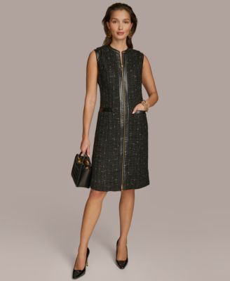 Donna Karan New York - Women's Faux Leather-Trim Sheath Dress