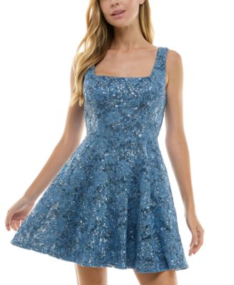 City Studios - Women's Sequined Lace Fit & Flare Dress
