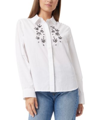 Sam Edelman - Women's Astrid Cotton Oversized Embellished Shirt