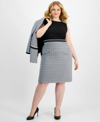 Kasper - Plus Size Sleeveless Tweed Sheath Dress