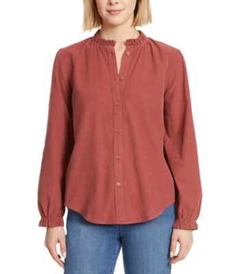 Gloria Vanderbilt - Women's Cotton Ruffle-Trim Blouse