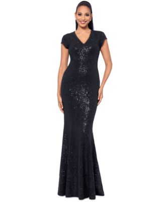 Betsy & Adam - Women's Sequined Lace Cap-Sleeve Gown