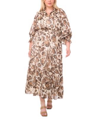 Vince Camuto - Plus Size Printed Pleated Maxi Dress, Created for Macy's