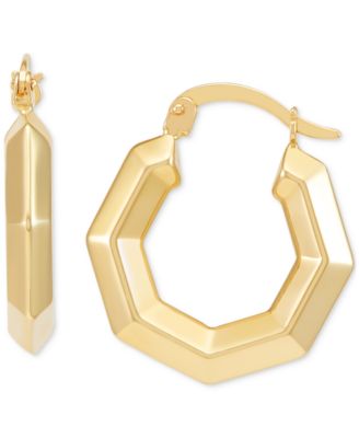 Macy's - Polished Geometric Knife Edge Small Hoop Earrings in 14k Gold, 0.82"