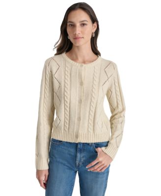 DKNY Jeans - Women's Diamond Pointelle Long-Sleeve Cardigan