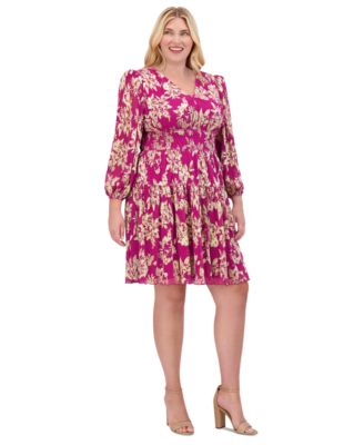 Vince Camuto - Plus Size Metallic Crinkle Fit & Flare Dress