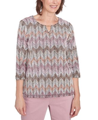 Alfred Dunner - Petite Telluride Chenille Zig Zag Top