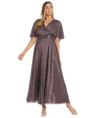 R & M Richards - Women's Crinkle Pleated Caplet Gown