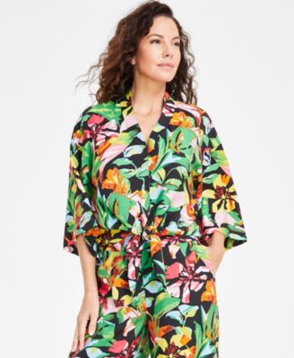 I.N.C. International Concepts - Women's Printed Tie-Hem Shirt, Exclusively at Macy's
