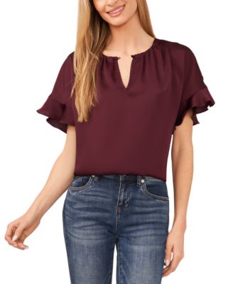 CeCe - Women's Short-Sleeve Flutter Blouse
