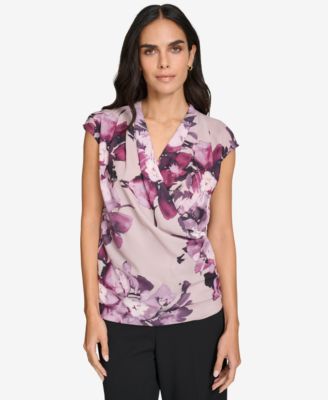 Calvin Klein - Women's V-Neck Cap-Sleeve Blouse