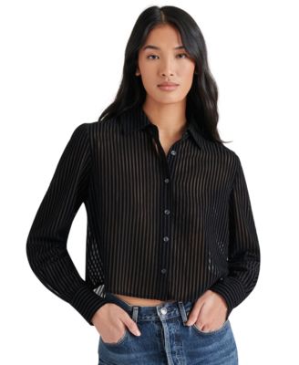Steve Madden - Women's Noelle Velvet Striped Shirt