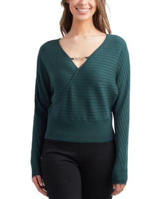 BCX - Juniors' Embellished-Neck Dolman-Sleeve Sweater