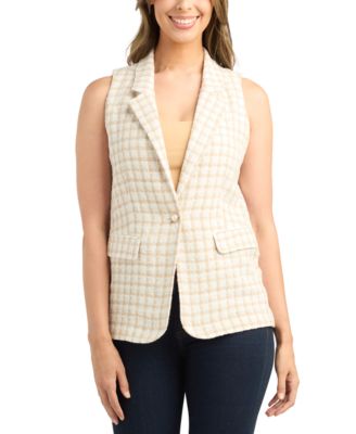 BCX - Juniors' Boucl&eacute; Button-Front Notched-Collar Vest