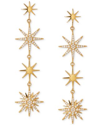 AJOA - 18k Gold-Plated Cubic Zirconia Celestial Linear Drop Earrings