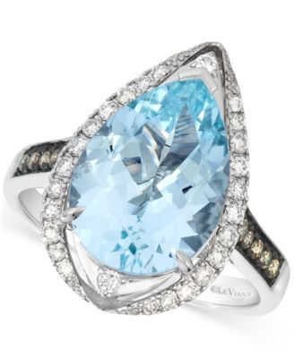 Le Vian - Aquamarine (4-1/4 ct. t.w.) & Diamond (3/8 ct. t.w.) Pear-Shape Statement Ring in 14k White Gold