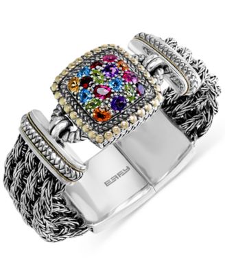 EFFY Collection - Multistone Woven Bracelet in Sterling Silver and 18k Gold (4-7/8 ct. t.w.)