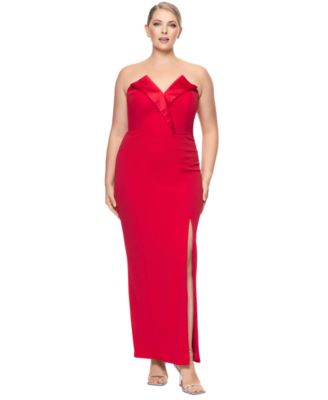 Betsy & Adam - Plus Size Strapless Gown