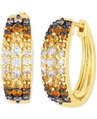 Le Vian - Citrine (1/2 ct. t.w.) & Diamond (1/2 ct. t.w.) Triple Row Small Hoop Earrings, 0.71"
